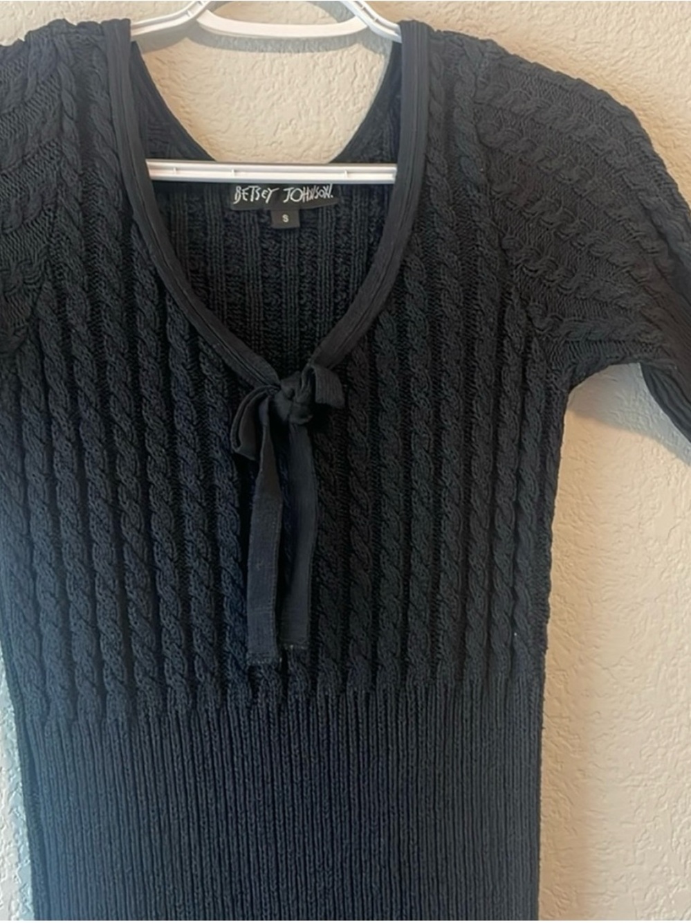 Vintage Betsy Johnson 90s cotton knit coquette sailor dress navy black dress